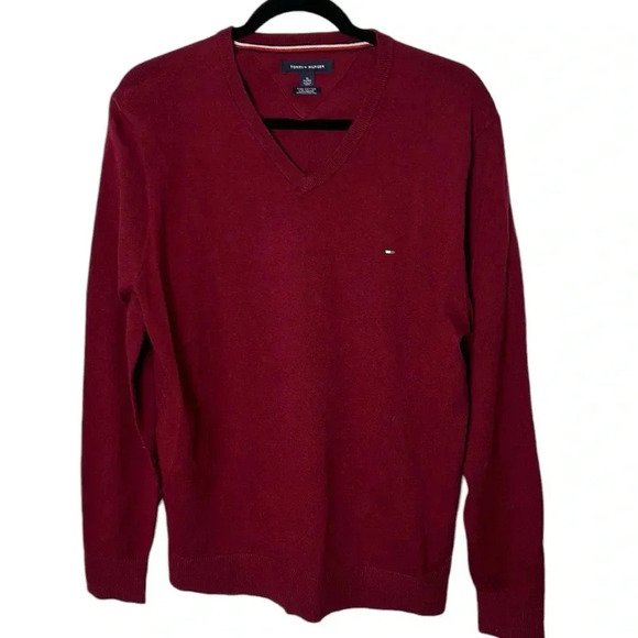 Tommy Hilfiger cashmere cotton blend  sweater,v neck,men size L, PTP 22”-25”. EC - Picture 2 of 12